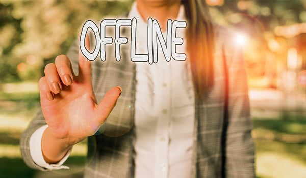 Word writing text Offline. Business photo showcasing_